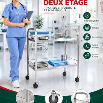GUÉRIDON INOX 2 ÉTAGES